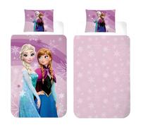 Disney Frozen Juego de Cama Reversible | Funda Nórdica para Cama Individual 140×200 cm + Funda de Almohada 50×70 cm | 100% Algodón Suave y Transpirable | Ropa de Cama Oficial Disney Elsa y Anna