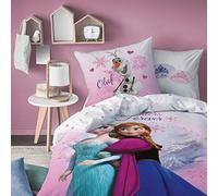 Disney Frozen Juego de ropa de cama de 2 piezas, 135 x 200 cm y 80 x 80 cm, ropa de cama infantil con Anna y Elsa, diseño reversible de 100% algodón con cremallera, certificado Öko-Tex, lavable a