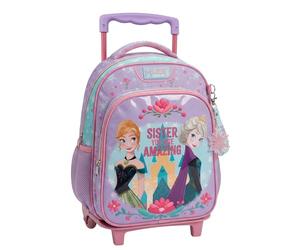 Disney Frozen - Mochila con ruedas para jardín de infantes | Frozen Anna & Elsa ''Sister You are Amazing'' mochila escolar con 2 compartimentos para niñas