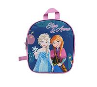 Disney Frozen - Mochila infantil con compartimento principal y compartimento secundario con red para bebidas de Elsa Anna Olaf, diseño de Frozen, azul y rosa