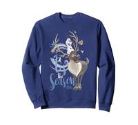 Disney Frozen Navidad Olaf and Sven 'Tis The Season Sudadera, Unisex para adultos, Azul Marino, S