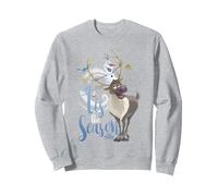 Disney Frozen Navidad Olaf and Sven 'Tis The Season Sudadera, Unisex para adultos, Gris Jaspeado, S