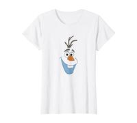 Disney Frozen Olaf Big Face Cartoon Camiseta, Mujer, Blanco, XXL