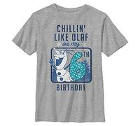 Disney Frozen Olaf Birthday 6 Boy's Crew Tee, Athletic Heather, X-Large