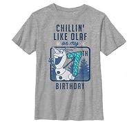 Disney Frozen Olaf Birthday 7 Boy's Crew Tee, Athletic Heather, Medium