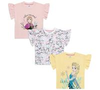 Disney Frozen - Paquete de 3 camisetas para niñas | Camisetas de princesa Anna y Elsa | 100% algodón | Manga corta para edades de 2 a 10 años, multicolor, 6-7 años