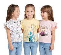 Disney Frozen - Paquete de 3 camisetas para niñas | Camisetas de princesa Anna y Elsa | 100% algodón | Manga corta para edades de 2 a 10 años, multicolor, 2-3 años
