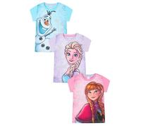 Disney Frozen - Paquete de 3 camisetas para niñas Elsa, Anna, Olaf Kids Multipack, rosa, 5-6 años