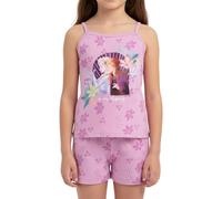 Disney Frozen Pijama para Niña, Conjunto 2 Piezas Diseño Elsa Anna y Bruni Pijama Algodón Suave, Camiseta y Pantalón Corto, Talla 6 Años - Lila