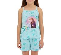 Disney Frozen Pijama para Niña, Conjunto 2 Piezas Diseño Elsa Anna y Bruni Pijama Algodón Suave, Camiseta y Pantalón Corto, Talla 5 Años - Azul