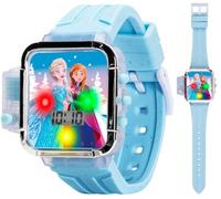 Disney Frozen - Reloj Digital LCD para niños con espectáculo de luz LED, Linterna y Correa de Silicona Azul