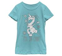 Disney Frozen So Cool Girl's Solid Crew Tee, Tahiti Blue, Medium