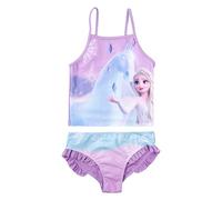 Disney Frozen Tankini con volantes para niña - Elsa Frozen - Traje de baño de dos piezas, color lila, morado, 122 cm-128 cm