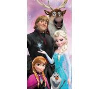 Disney Frozen Toalla de playa | Toalla de playa suave y absorbente 100% algodón para niños | Grande 70 x 140 cm | Con Elsa, Anna, Olaf, Sven y Kristoff | Toalla de baño, piscina y playa | Secado