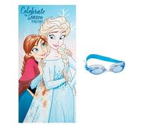 Disney Frozen Toalla y Gafas de Buceo, Set 2 Piezas Infantil, Conjunto Regalo de Verano Playa Piscina Natacion para Niñas