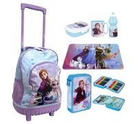 Disney Frozen Zaino Trolley Con Ruedas Lila, Set Merienda Escuela