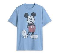 Disney Full Size Mickey Mouse Distressed Look T-Shirt Camiseta, Azul Claro Moteado, XL para Hombre