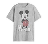 Disney Full Size Mickey Mouse Distressed Look T-Shirt Camiseta, Gris, M para Hombre