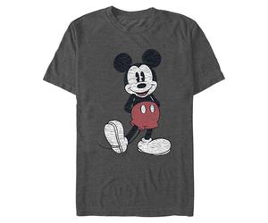 Disney Full Size Mickey Mouse Distressed Look T-Shirt Camiseta, Gris Oscuro Jaspeado, XXL para Hombre