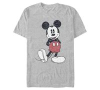 Disney Full Size Mickey Mouse Distressed Look T-Shirt Camiseta, Gris, S para Hombre