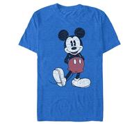 Disney Full Size Mickey Mouse Distressed Look T-Shirt Camiseta, Royal Heather, XXL para Hombre