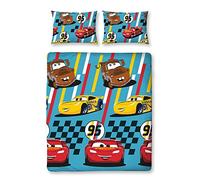 Disney Funda de edredón doble oficial Cars Dinoco Rescue | Funda de edredón reversible de dos caras con Rayo McQueen y Mater con fundas de almohada a juego
