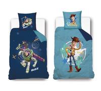 Disney - Funda nórdica reversible Toy Story - Recto Buzz el rayo - Verso Woody - 140 x 200 cm + 1 funda de almohada - 100% algodón - Azul