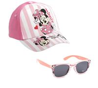Disney Gafas de sol y gorra de béisbol para niños, gorra de sol ligera UV400, gafas de sol infantiles para vacaciones en la playa, Minnie Mouse - Rosa, Talla única
