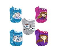 Disney Girls' Frozen 5 Pack No Show Character Socks, Small Kids Shoe Size 7-10, Sky Blue