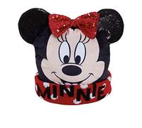 Disney Gorra de forro polar Minnie volquete lunares y orejas y piocco de lentejuelas, negro / rojo, Talla única