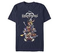 Disney Grupo con Logotipo Camiseta, Azul Marino Jaspeado, 3XL/más Alto para Hombre