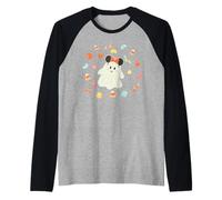 Disney Halloween Minnie Mouse Ears Cute Ghost Candy Treats Camiseta Manga Raglan