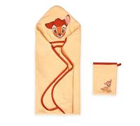 Disney Home Bambi Juego de Toallas con Capucha para bebé hasta 5 años, Suaves y absorbentes, Certificado Oeko-Tex, 2 Piezas, Toalla con Capucha de 80 x 80 cm, manopla de 15 x 20 cm