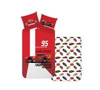 Disney Home Cars Juego de Ropa de Cama Infantil Reversible de 135 x 200 cm, Funda de Almohada de 80 x 80 cm, 100% algodón, 2 Piezas, Suave y Agradable a la Piel