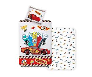 Disney Home Cars Juego de Ropa de Cama Infantil Reversible de 135 x 200 cm, Funda de Almohada de 80 x 80 cm, 100% algodón, 2 Piezas, Suave y Agradable a la Piel