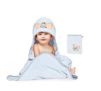 Disney Home Dumbo Juego de Toallas con Capucha para bebé hasta 5 años, Suave y Absorbente, Certificado Oeko-Tex, 2 Piezas, Toalla con Capucha de 80 x 80 cm, manopla de 15 x 20 cm