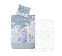 Disney Home Frozen Juego de Ropa de Cama Infantil Reversible, 135 x 200 cm, Funda de Almohada de 80 x 80 cm, 2 Piezas, Ropa de Cama de Elsa y Olaf, Suave y Agradable a la Piel, 100% algodón Reforzado