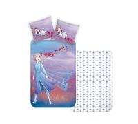 Disney Home Frozen Juego de Ropa de Cama Infantil Reversible, 135 x 200 cm, Funda de Almohada de 80 x 80 cm, 2 Piezas, Ropa de Cama de Elsa y Olaf, Suave y Agradable a la Piel, 100% algodón Reforzado