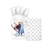 Disney Home Frozen Juego de Ropa de Cama Reversible para niños, 135 x 200 cm, Funda de Almohada de 80 x 80 cm, 2 Piezas, Elsa, Anna, Kristoff y Olaf, Ropa de Cama Suave y Agradable a la Piel, 100%