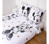 Disney Home Mickey & Minnie Juego de Ropa de Cama para Parejas, 2 Fundas nórdicas de 135 x 200 y 2 Fundas de Almohada de 80 x 80 cm, 100% algodón, 4 Piezas, Suave y Agradable a la Piel