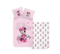 Disney Home Minnie Juego de Ropa de Cama Infantil Reversible de 135 x 200 cm, Funda de Almohada de 80 x 80 cm, Muy Suave, 100% algodón, Ropa de Cama de 2 Piezas, diseño Minnie Minnie, Color Rosa