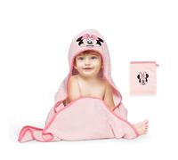 Disney Home Minnie Mouse - Juego de Toallas con Capucha para bebé hasta 5 años, Suaves y absorbentes, Certificado Oeko-Tex, 2 Piezas, Toalla con Capucha de 80 x 80 cm, manopla de 15 x 20 cm