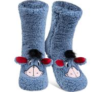 Disney I-Aah Calcetines de cabaña de burro - Calcetines mullidos de casa con orejas para mujer, diseño de Winnie the Pooh, azul, 38/43 EU