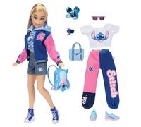 Disney ILY 4ever Muñeca Fashion 30 cm Inspirada en Stitch Universitaria de Jakks Pacific - Incluye 2 Outfits y Accesorios - hasta 10 Puntos de Articulación, Brown Wavy Hair Stitch Fashion Doll