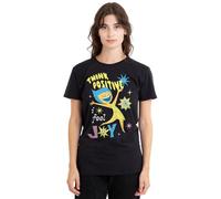 Disney Inside out 2 Joy Think Positive Camiseta de Mujer, Negro, S