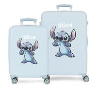 Joumma Disney Stitch Naughty Juego de Maletas Azul 55/65 cms Rígido 7,28 kgs Cierre de combinación Lateral ABS 7,28 kgs 91L Equipaje de Mano