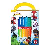 DISNEY JR. MARVEL: SPIDEY Y SU SUPEREQUIPO - MI PRIMERA BIBLIOTECA - 12 LIBROS DE CARTÓN - BLOQUE DE LIBROS - PI KIDS