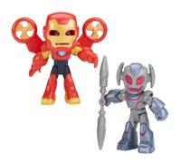 Disney Jr. Series, Marvel'S Iron Man and His Awesome Friends, Pack de Iron Traviesos, Pack Doble de Figuras de 7,6 cm de Iron Man y Ultron, Juguetes de superhéroes, A Partir de 3 años