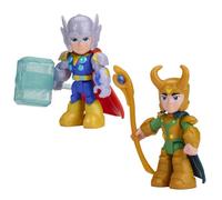 Disney Jr. Series, Marvel'S Iron Man and His Awesome Friends, Pack Martillo vs. Caos, Pack Doble de Figuras de 7,6 cm de Thor y Loki, Juguetes de superhéroes, A Partir de 3 años