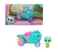 Disney Jr. SuperKitties Bitsy Vehículo de Aventura con Figura articulada | Coche pull-back con efecto de llama, figura articulada de 8 cm, para mayores de 3 años